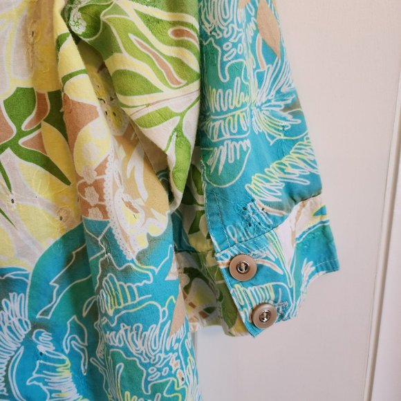 Allison Daly Tropical Button Shirt M/L - Picture 9 of 16